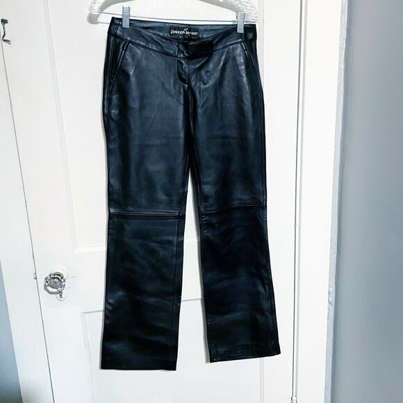 Joseph Israel 100% Stretch Lamb Leather Black Pants Women's Size 2 Biker y2k
